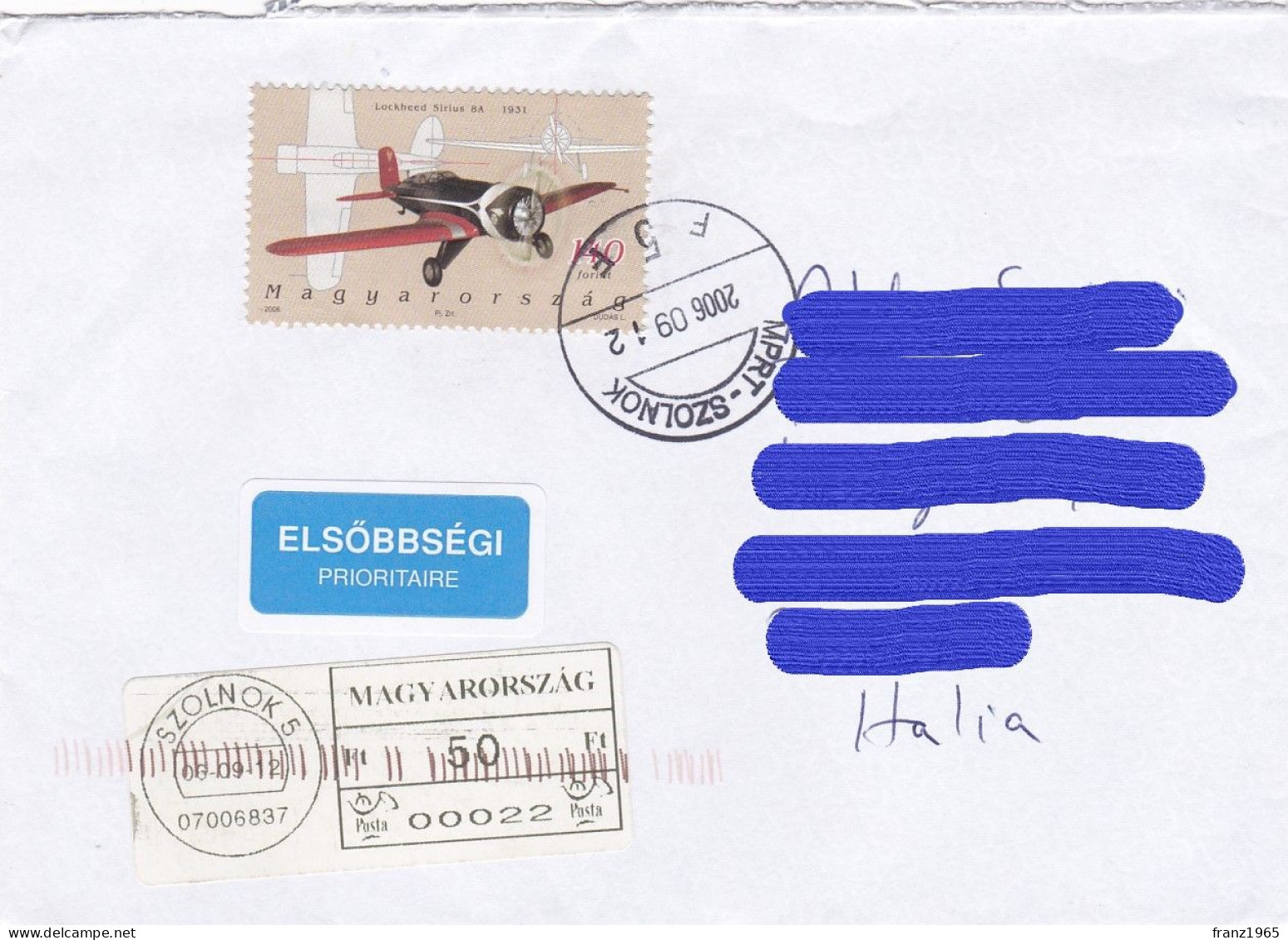 From Hungary To Italy - 2006 - Lockheed Sirius 8A, 1931 - Lettres & Documents