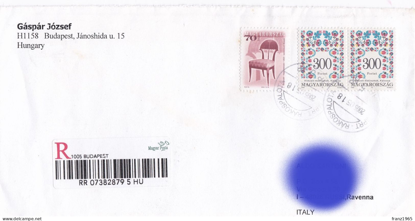 From Hungary To Italy - 2005 - Lettres & Documents