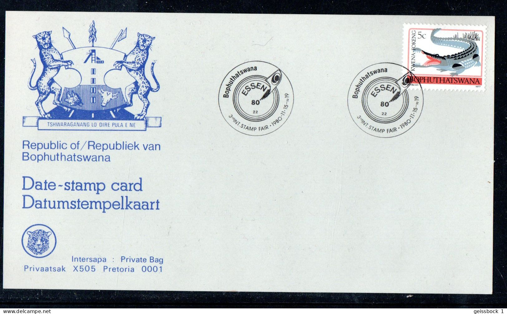 Bophuthatswana 19776: Stempelkarte   (H017) - Bofutatsuana