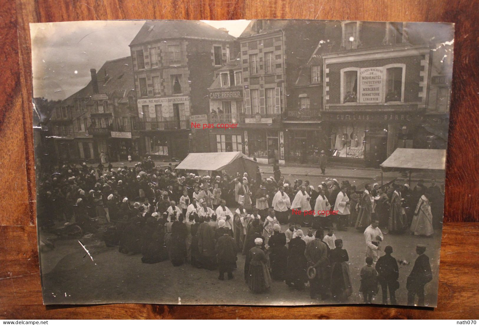 Photo 1900's Procession Religion Normandie Tirage Albuminé Albumen Print Vintage - Lieux