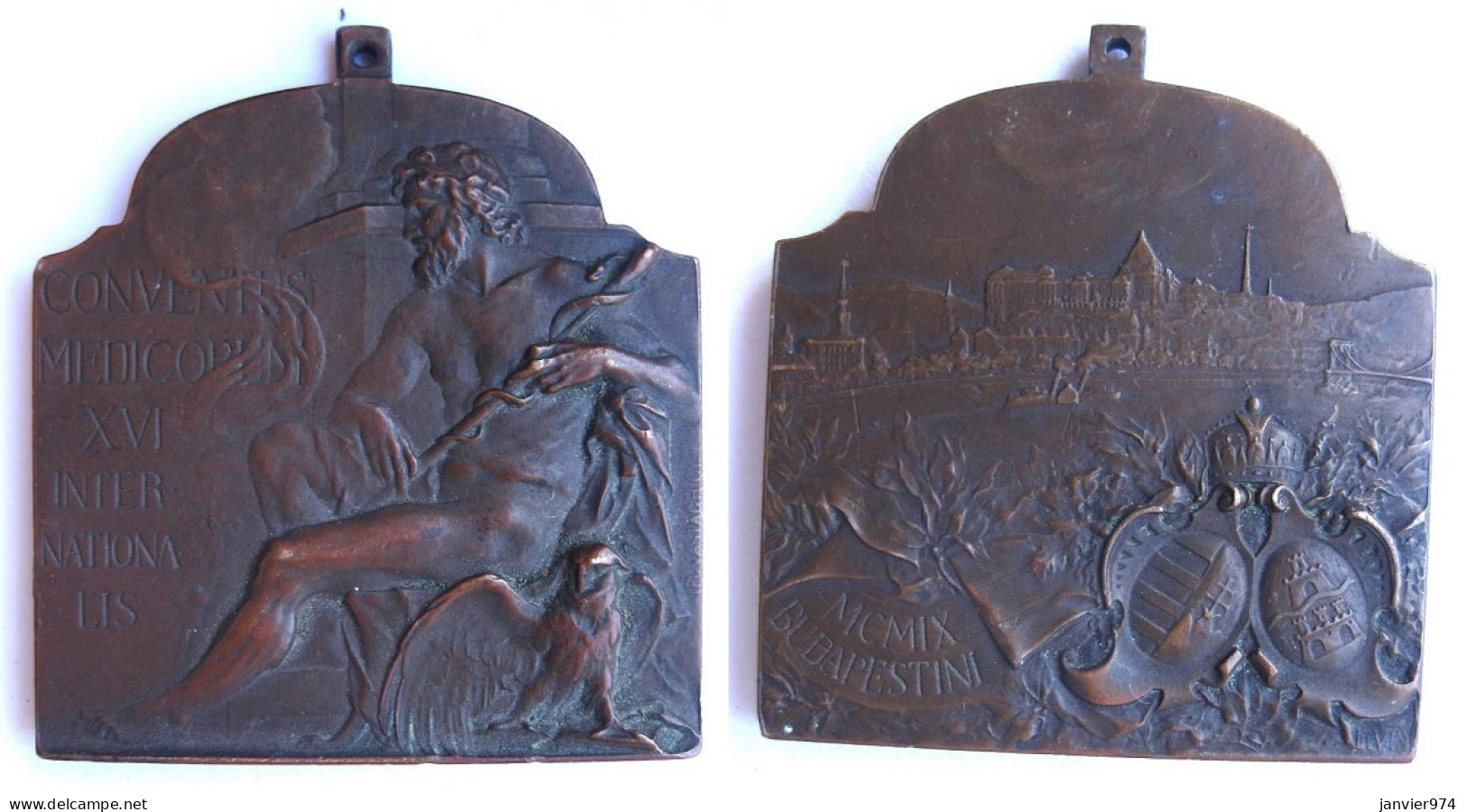 Hongrie Médaille En Bronze Congrès Médical International 1909 Budapest  - Sonstige & Ohne Zuordnung
