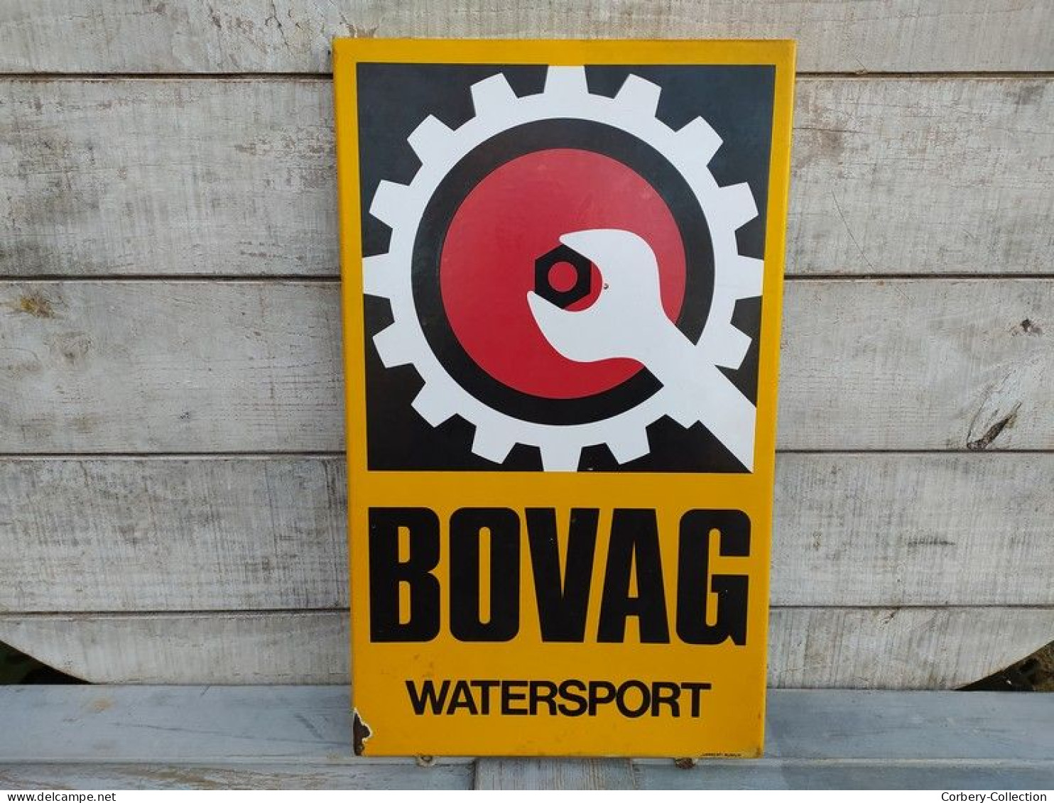 Ancienne Plaque Émaillée Bovag Watersport Automobile Langcat Bussum Pays-Bas - Automobil