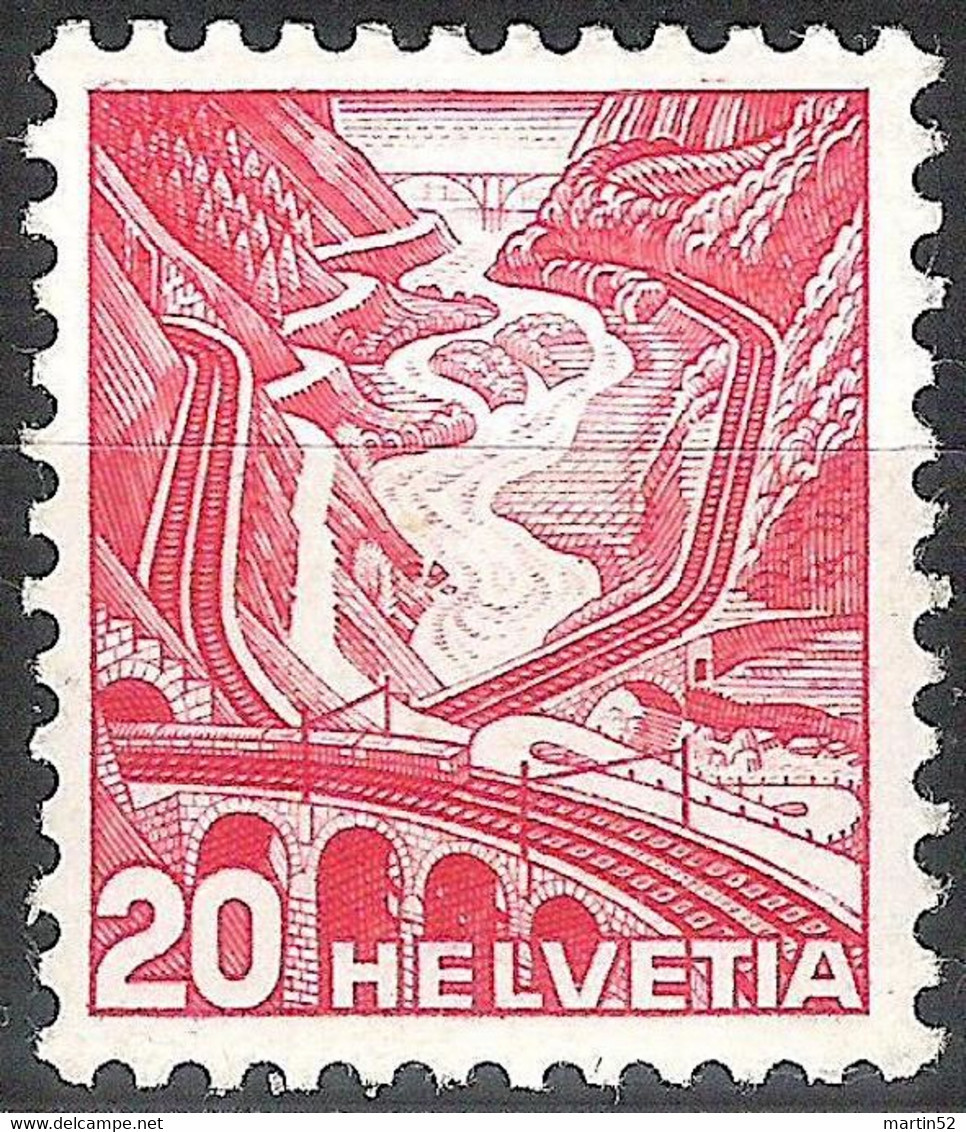 Schweiz Suisse 1936: Gotthard  Zu 205Az Geriffelt Mi 301IIz VARIANTE Yv 293 VARIÉTÉ Regravé Grillé ** MNH (Zu CHF 20.00) - Abarten