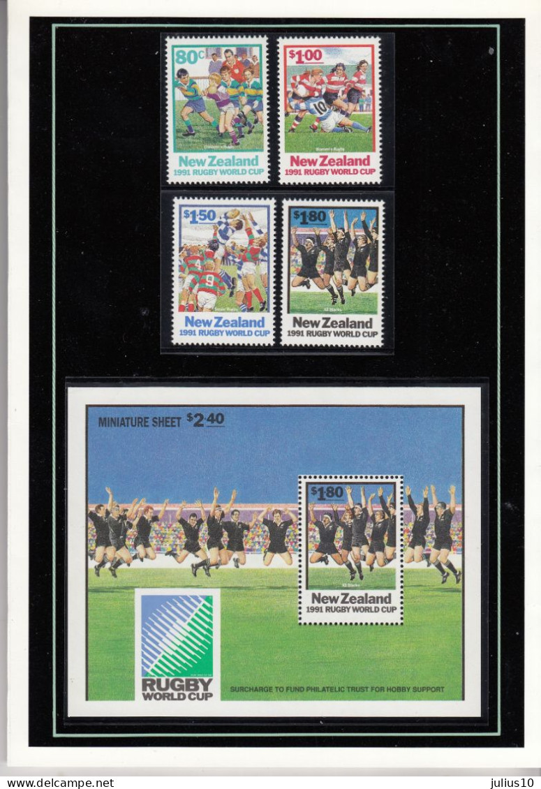NEW ZEALAND 1991 Rugby Pack With Souvenir Card Mi 1197-200, Bl 29 #576 - Presentation Packs