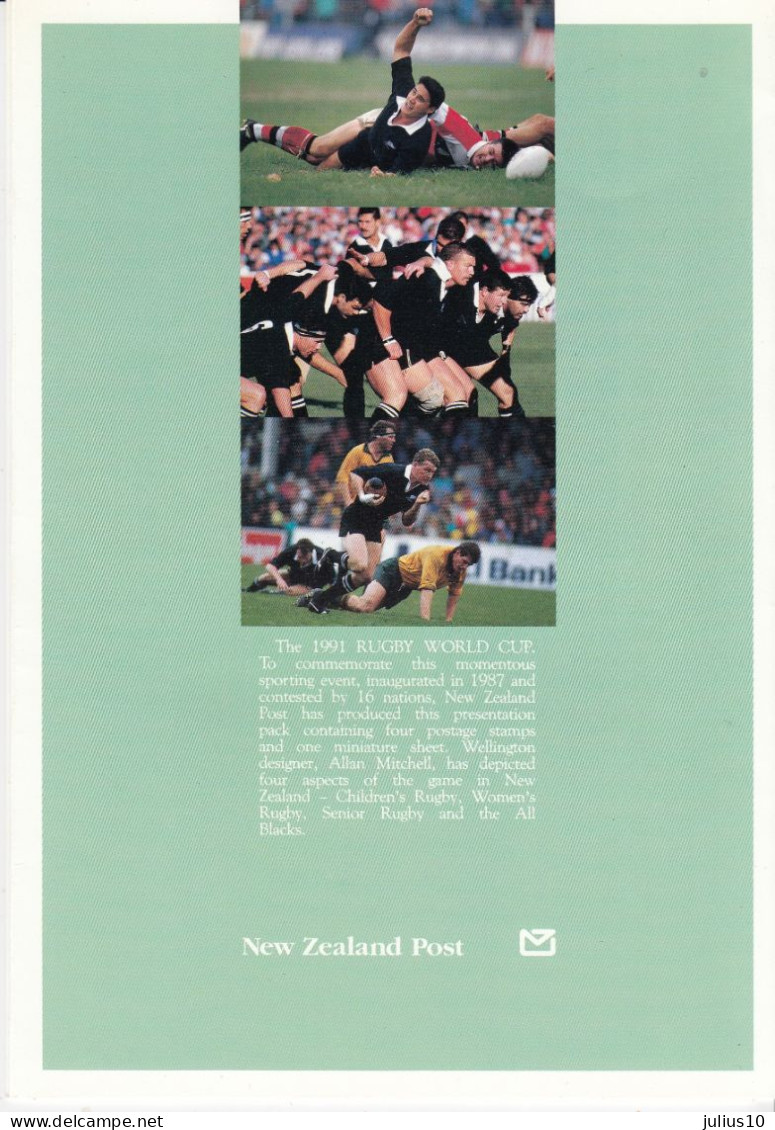 NEW ZEALAND 1991 Rugby Pack With Souvenir Card Mi 1197-200, Bl 29 #576 - Presentation Packs