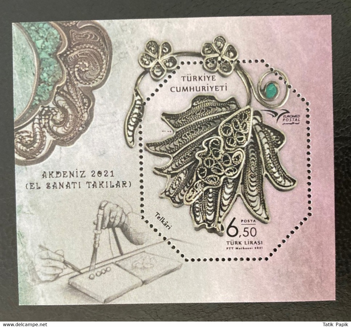 2021 Turquie Turkey Euromed Jewellery Bloc Mediterranean Sea Old Odd Shaped Stamp Bijoux Mediterranee - Neufs