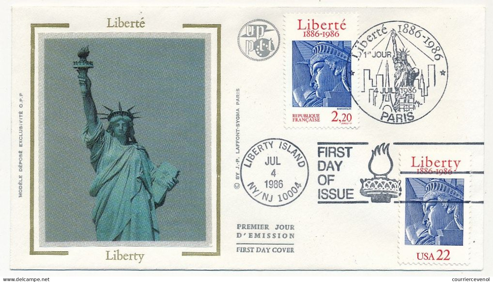 FRANCE => 2,20 Liberté + 22c Liberty (USA) - Obl Paris Et Liberty Island - 1980-1989