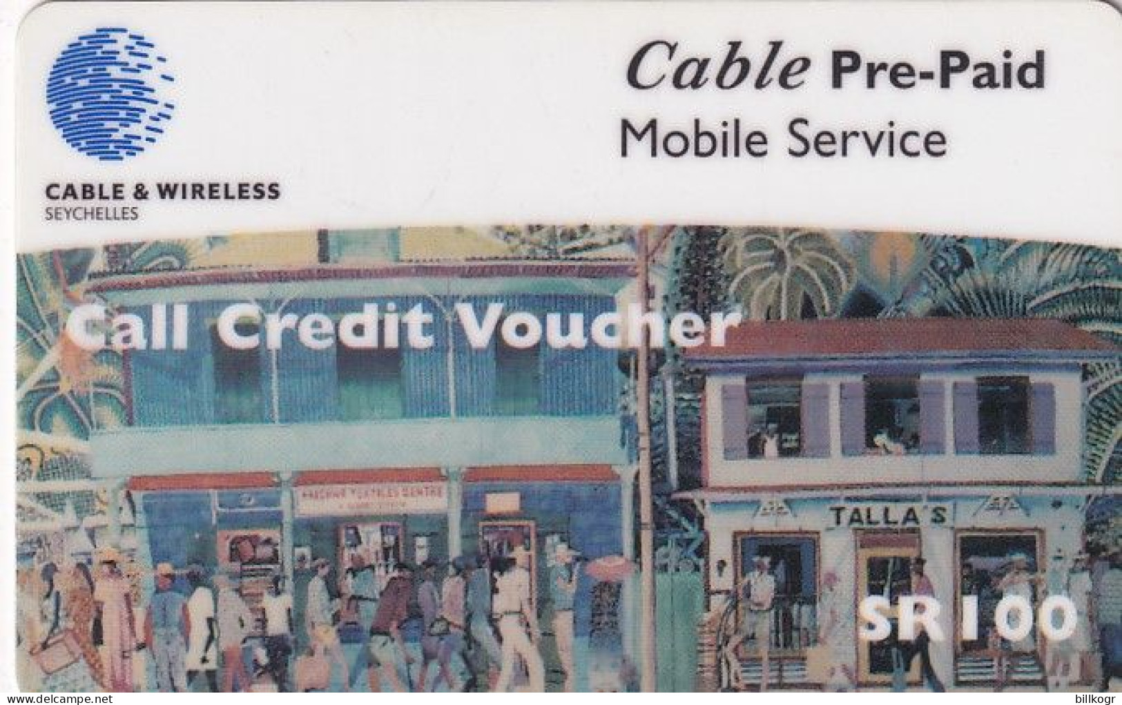 SEYCHELLES - Street Scene, Painting, Cable & Wireless Prepaid Card SR100(thick Plastic), CN : 6 Digits, Used - Seychelles