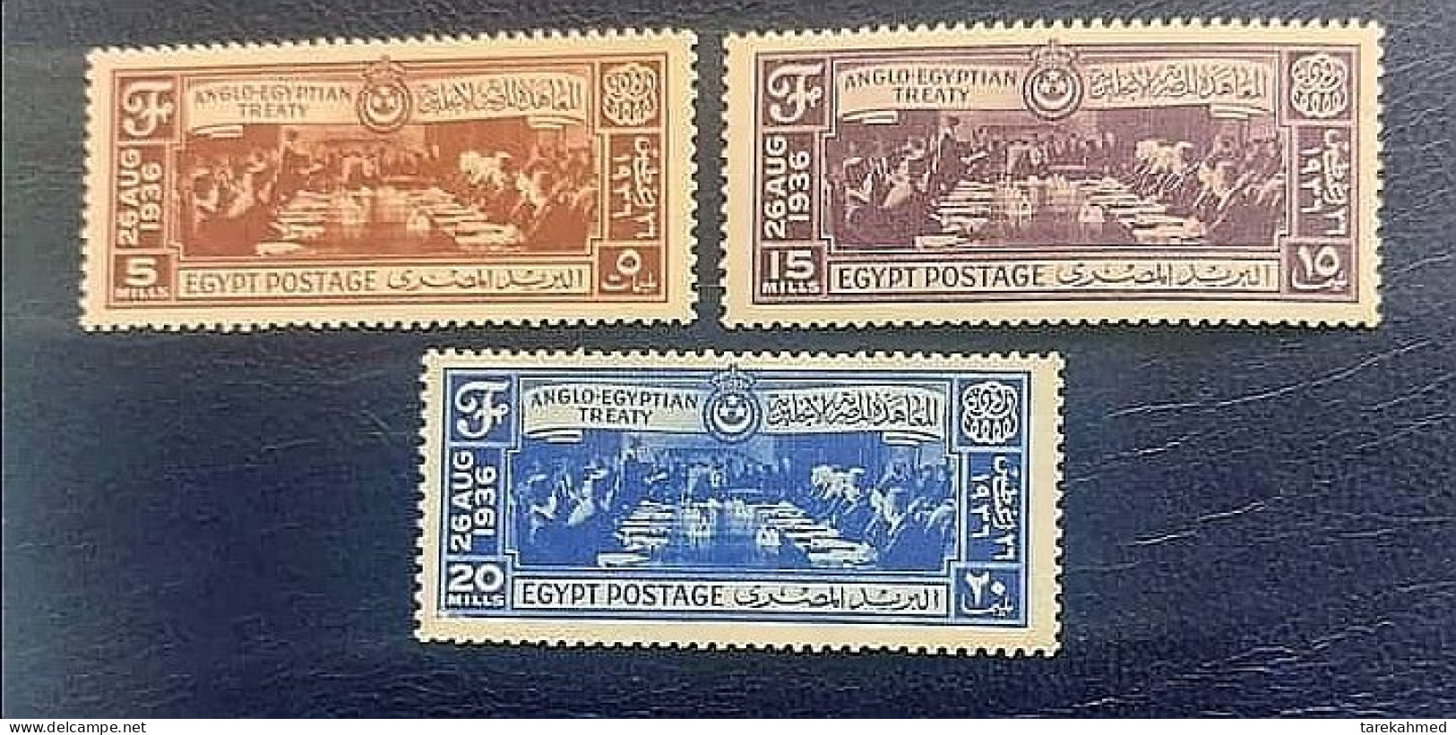 EGYPT 1936, Complete SET Of The Yt 184/86 ANGLO-EGYPTION TREATY, Original Gum, , MNH - Ungebraucht