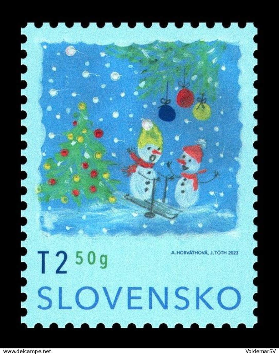 Slovakia 2023 Mih. 1006 Christmas Mail. Children's Drawings. Two Snowmen By Alexandra Horvathova MNH ** - Unused Stamps