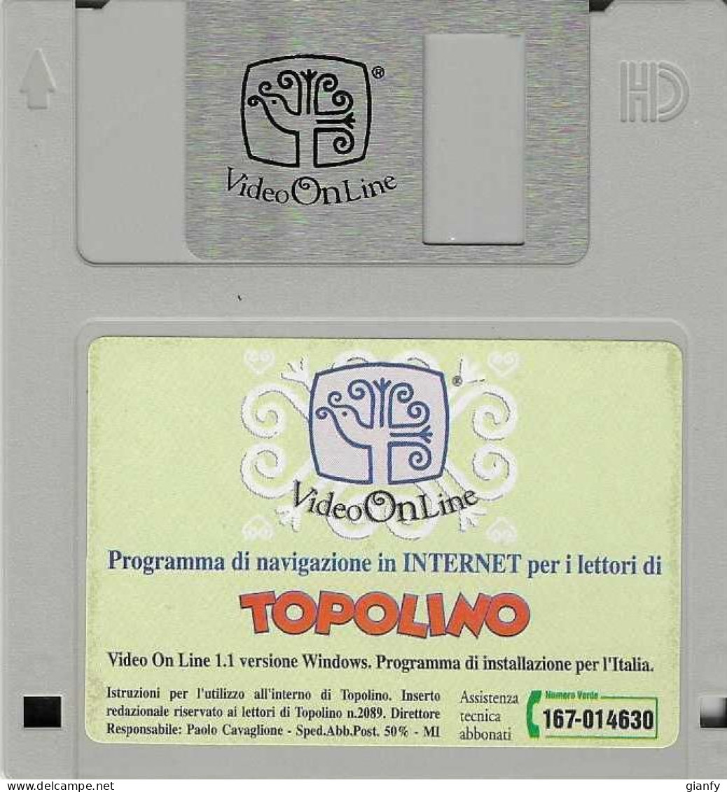 RARO FLOPPY DISK 3,5 VIDEO ON LINE PROGRAMMA NAVIGAZIONE IN INTERNET SPONSOR "TOPOLINO" 1995 - 3.5 Disks