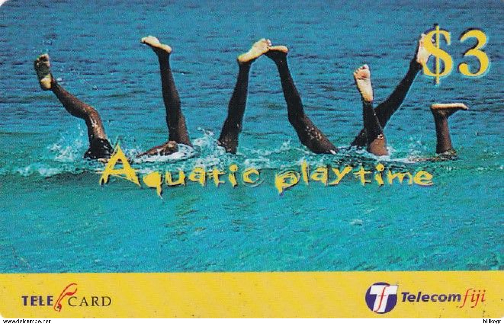 FIJI ISL. - Aquatic Playtime, Telecom Fiji Prepaid Card $3, CN : 99059, Exp.date 30/09/01, Used - Fidji