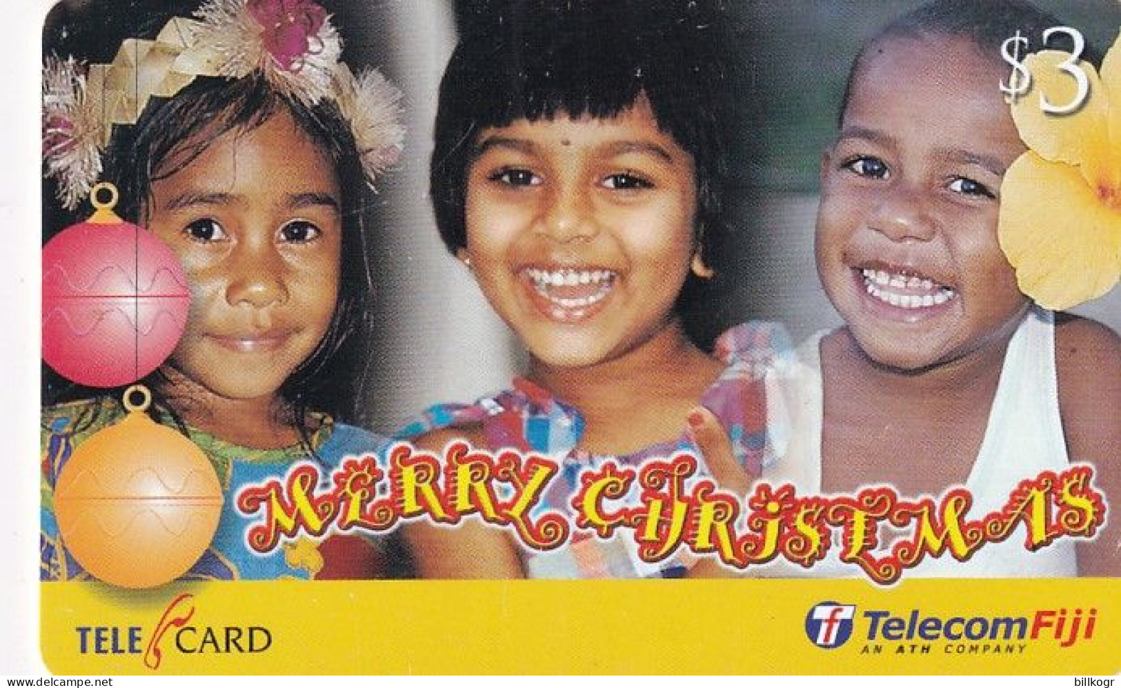 FIJI ISL. - Merry Christmas, Telecom Fiji Prepaid Card $3, CN : 99191, Exp.date 30/06/03, Used - Fiji