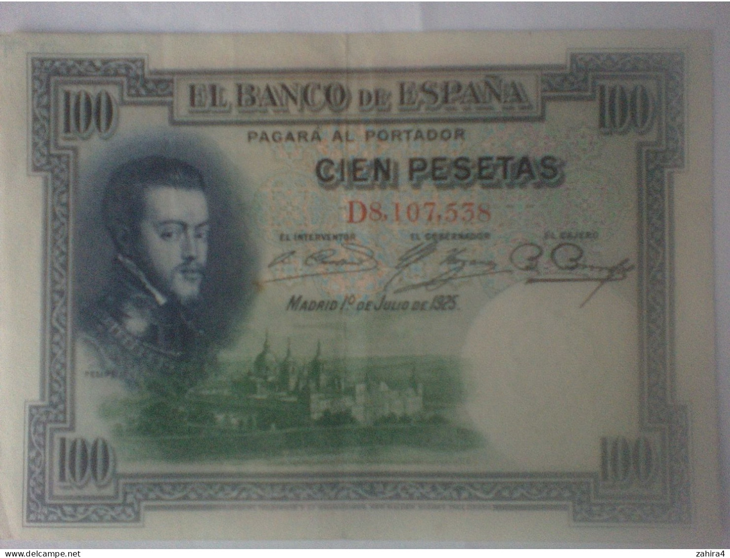 Felipe II - 100 Pesetas - Madrid 1° Julio 1925 - D8,107,538 - 100 Peseten