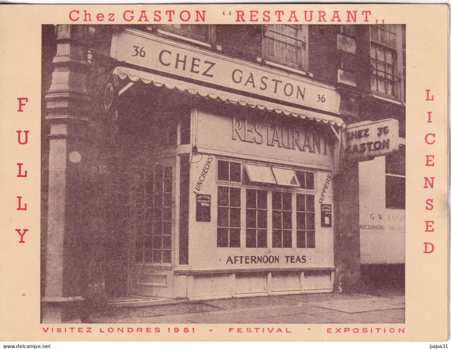 Chez GASTON  - RESTAURANT  BELGE à LONDRE -  FULLY   LICENSED - LONDRES - Hotels & Restaurants