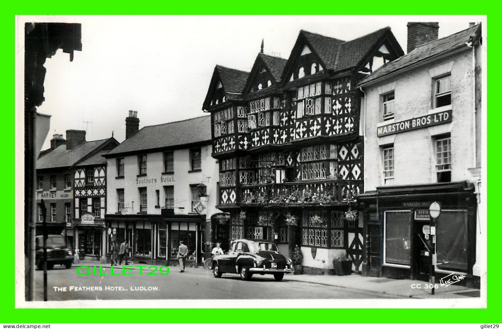 LUDLOW, SHROPSHIRE, UK - THE FEATHERS HOTEL - ANIMATED PEOPLES & OLD CARS - WALTER SCOTT - - Shropshire