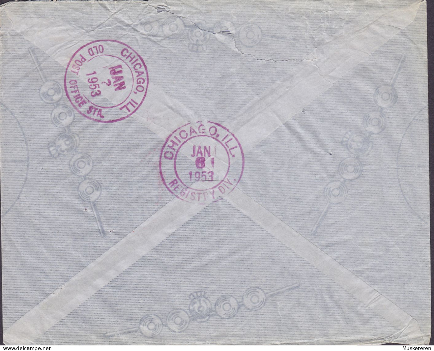 Belgian Congo Air Mail Registered Recommandé Label BUNIA 1952 Cover Brief Lettre CHICAGO United States 20 Fr. Mask - Covers & Documents