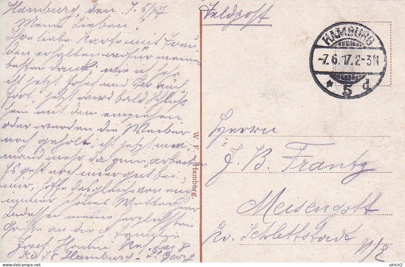 AK Hamburg - Hagenbecks Tierpark - Feldpost 1917  (66527) - Stellingen