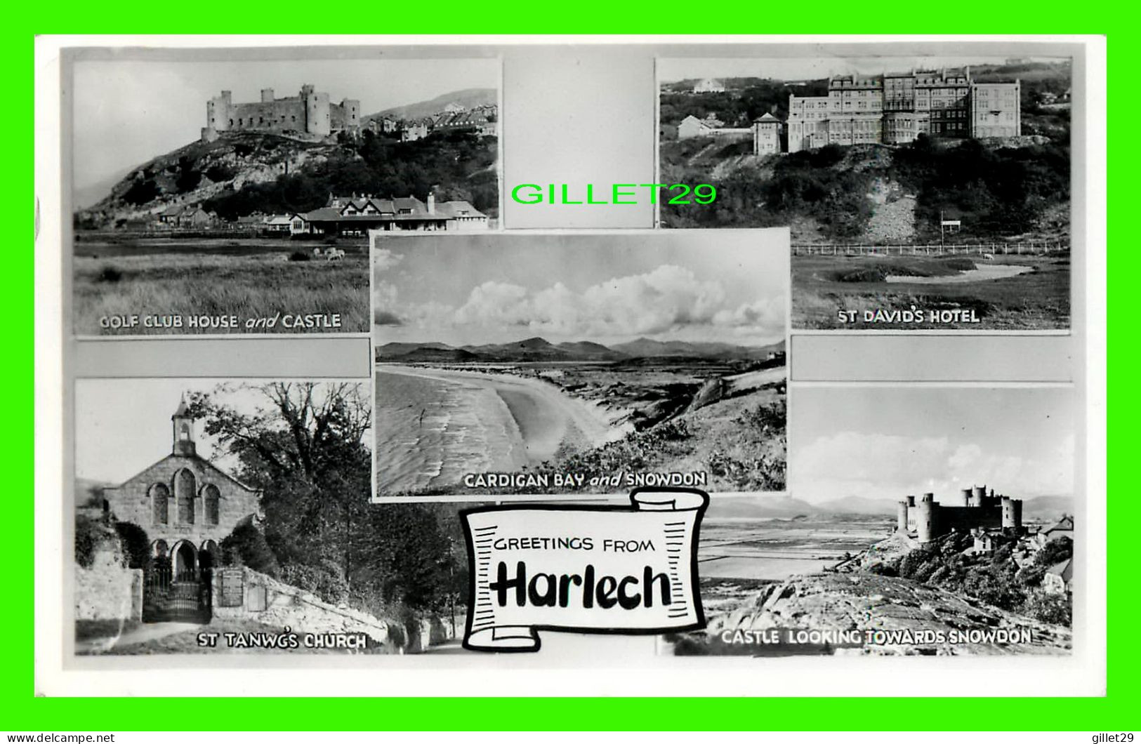 HARLECH, MERIONETHSHIRE, WALES - 6 MULTIVUES - TRAVEL IN 1962 - PUB. BY HARVEY BARTON & SON LTD - - Merionethshire