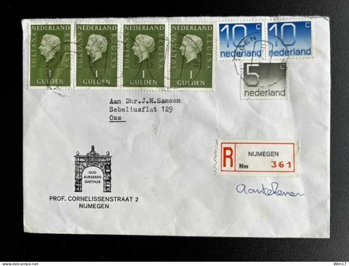 NETHERLANDS 1978 REGISTERED LETTER NIJMEGEN TO OSS 08-12-1978 NEDERLAND AANGETEKEND - Lettres & Documents