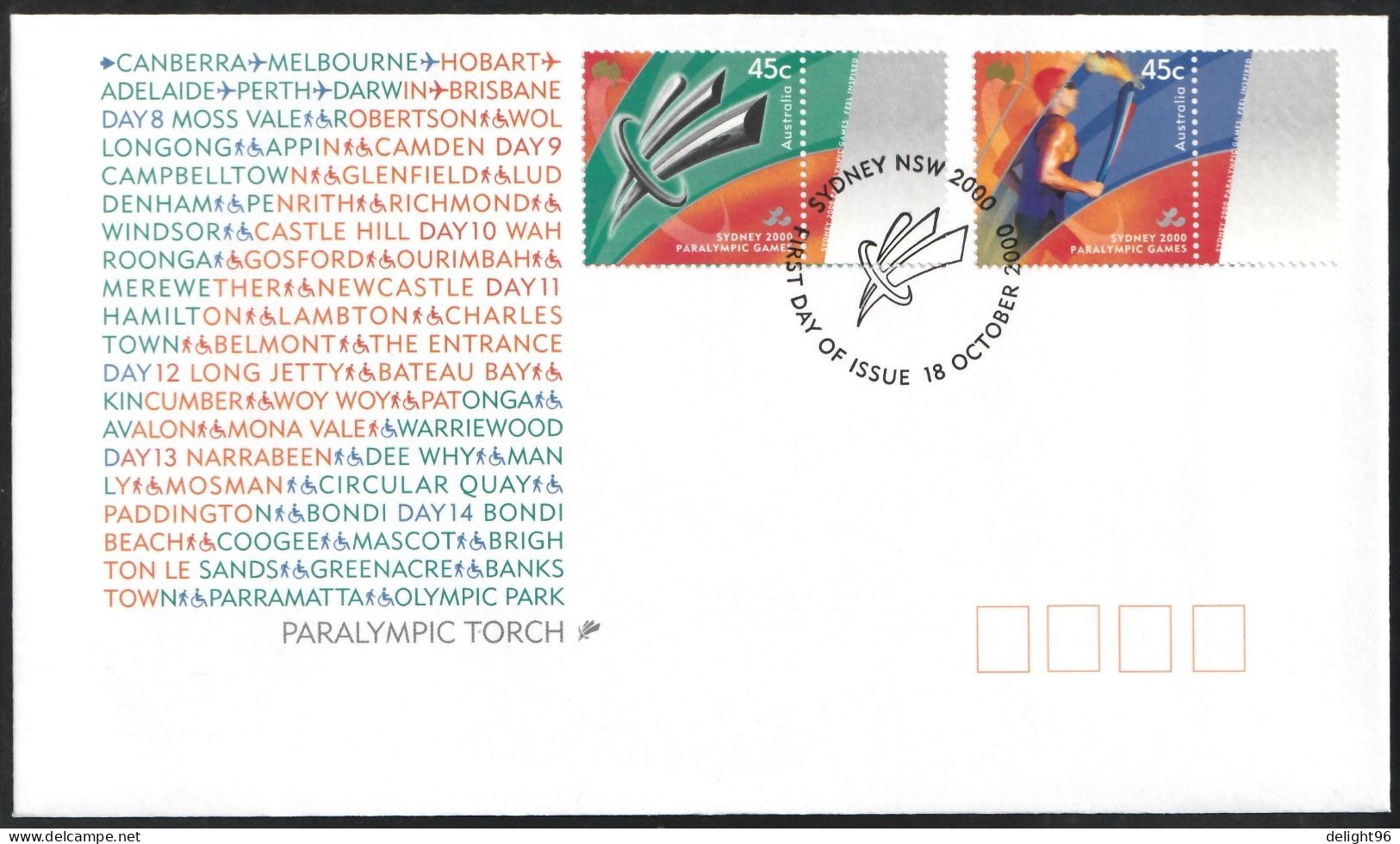 2000 Australia Paralympic Games In Sydney FDC - Zomer 2000: Sydney - Paralympics