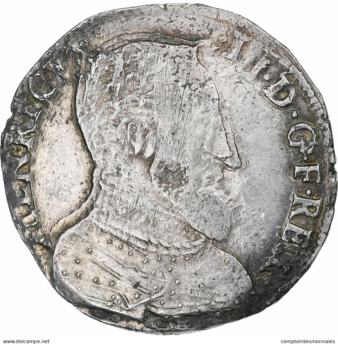 France, Henri II, Teston à La Tête Nue, 1559, La Rochelle, Buste Large, TTB - 1547-1559 Heinrich II.