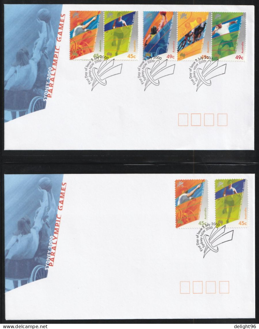 2000 Australia Paralympic Games In Sydney: Paralympic Sports FDC Set - Verano 2000: Sydney - Paralympic