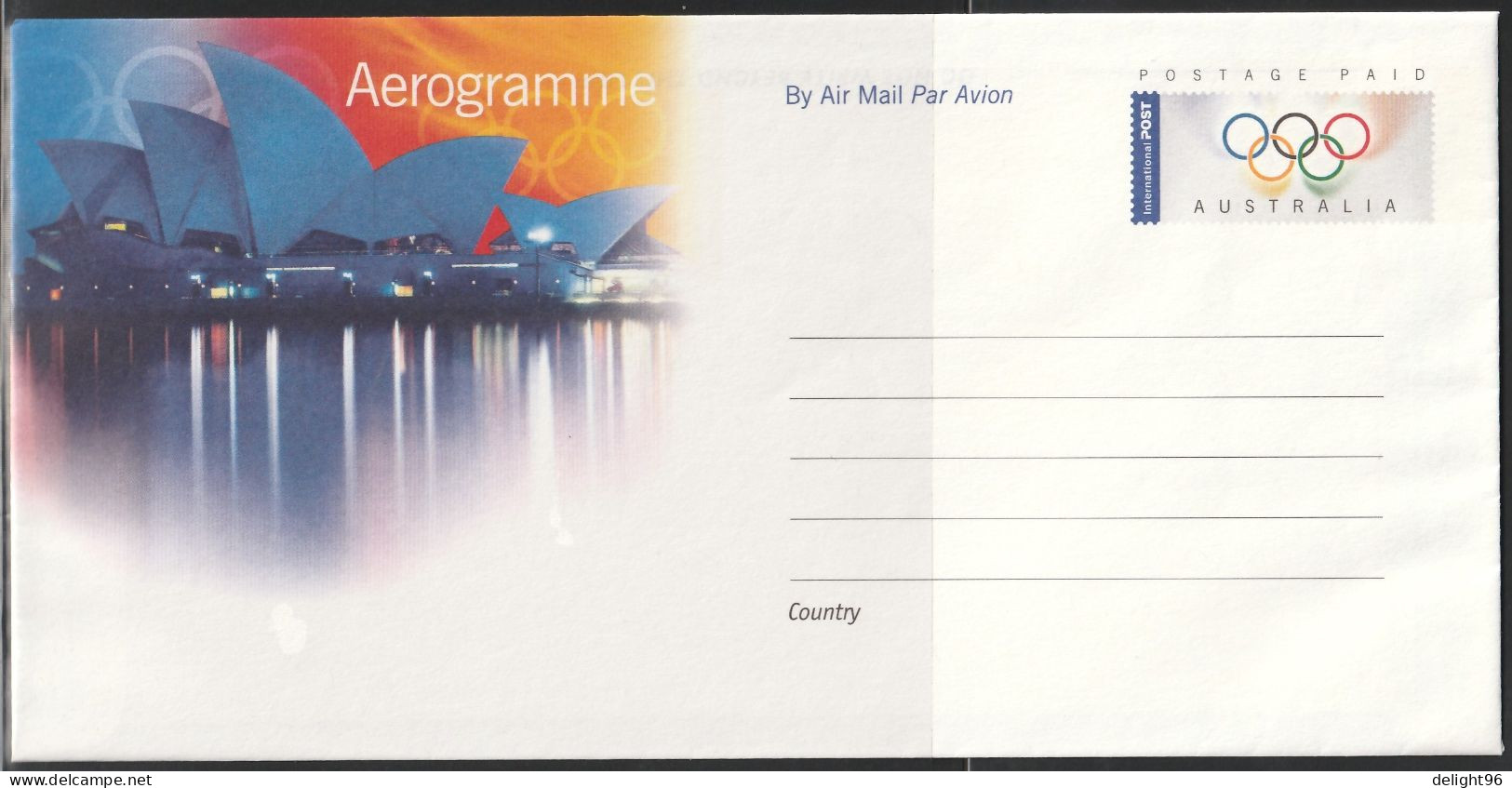 2000 Australia Summer Olympic Games In Sydney Unused Aerogramme - Zomer 2000: Sydney