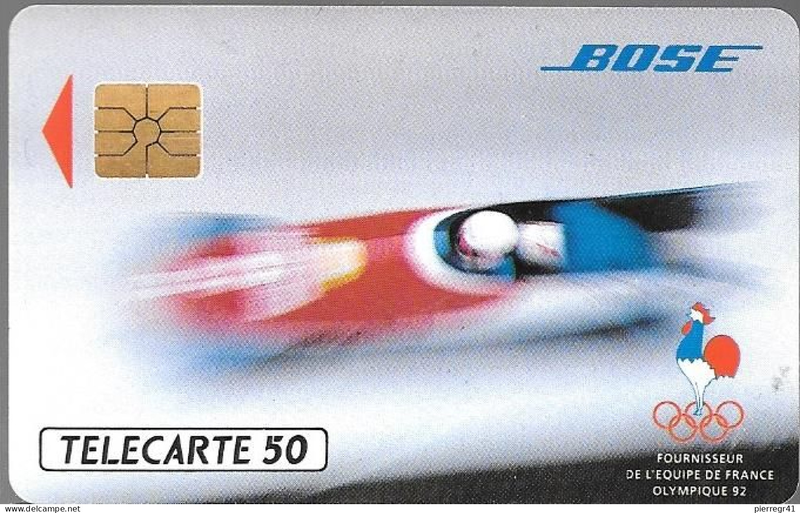 CARTE-PUCE-PRIVEE-D-50U-D309-SO2-1990-BOSE-Jeux Olympiques1-BOBSLEIGH-V° Pe2796- N° 000935-Utilisé-TBE-LUXE - Ad Uso Privato