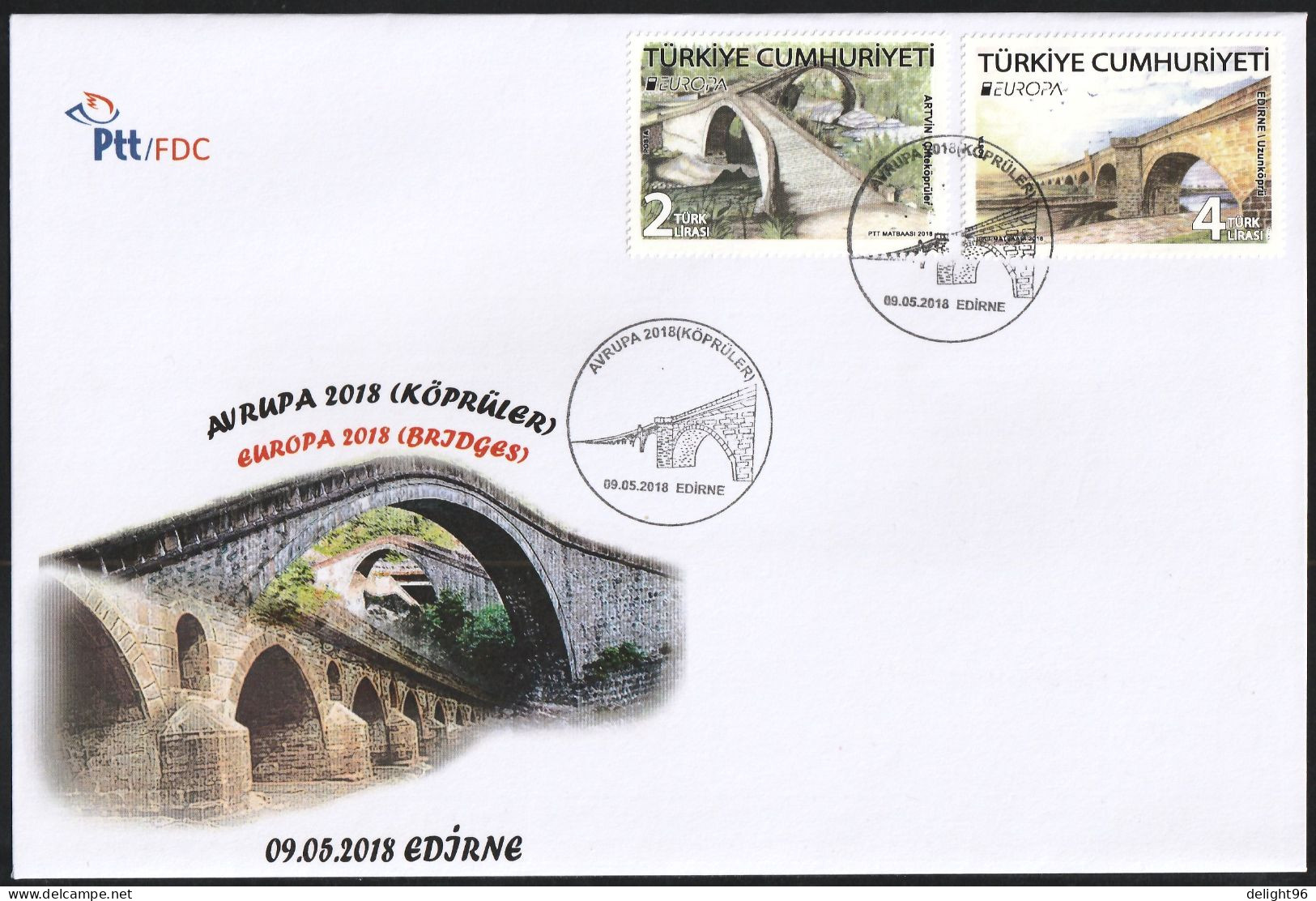 2018 Turkey Europa: Bridges FDC Set - 2018