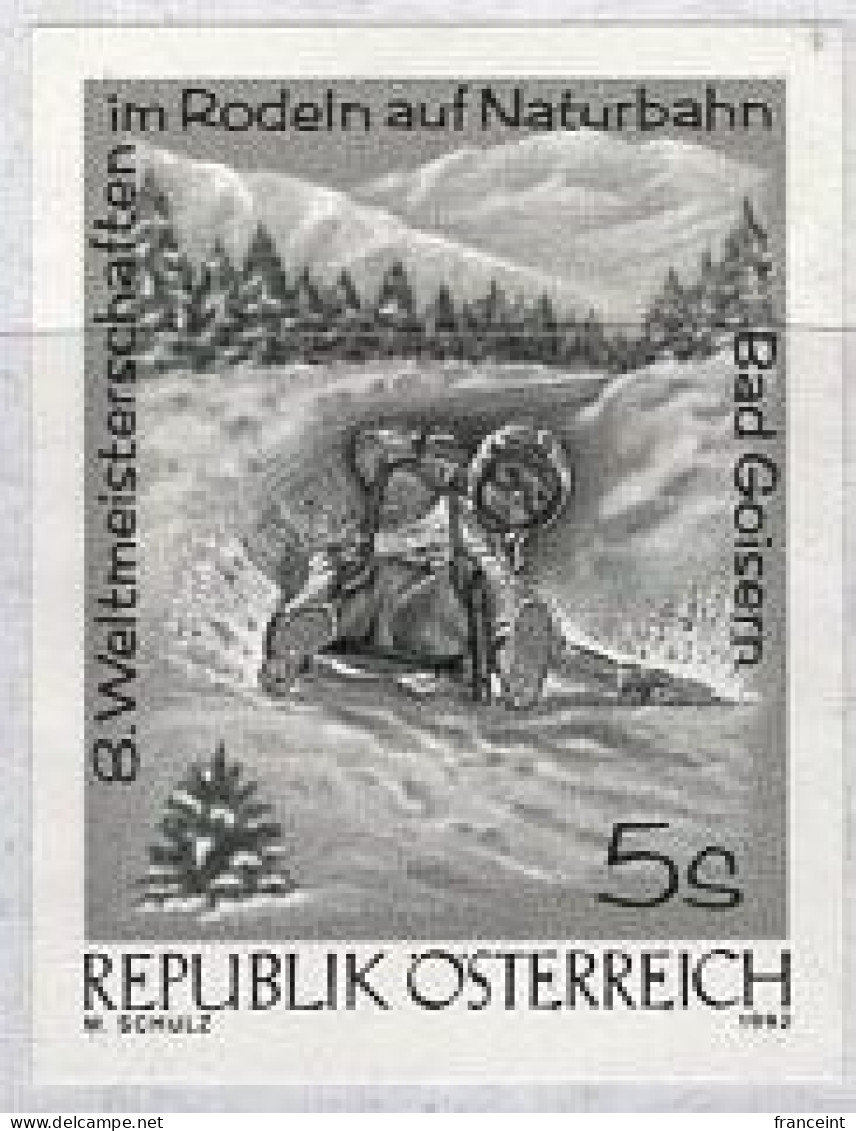 AUSTRIA(1991) Natural Run Toboggan World Championship. Black Print. Scott No 1557, Yvert No 1879. - Proeven & Herdruk