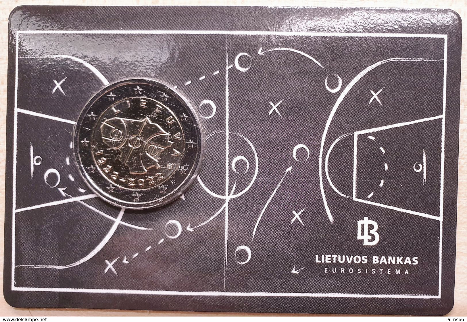 Lithuania 2 Euro 2022 UNC / BU Coincard < Basketball > - Lithuania