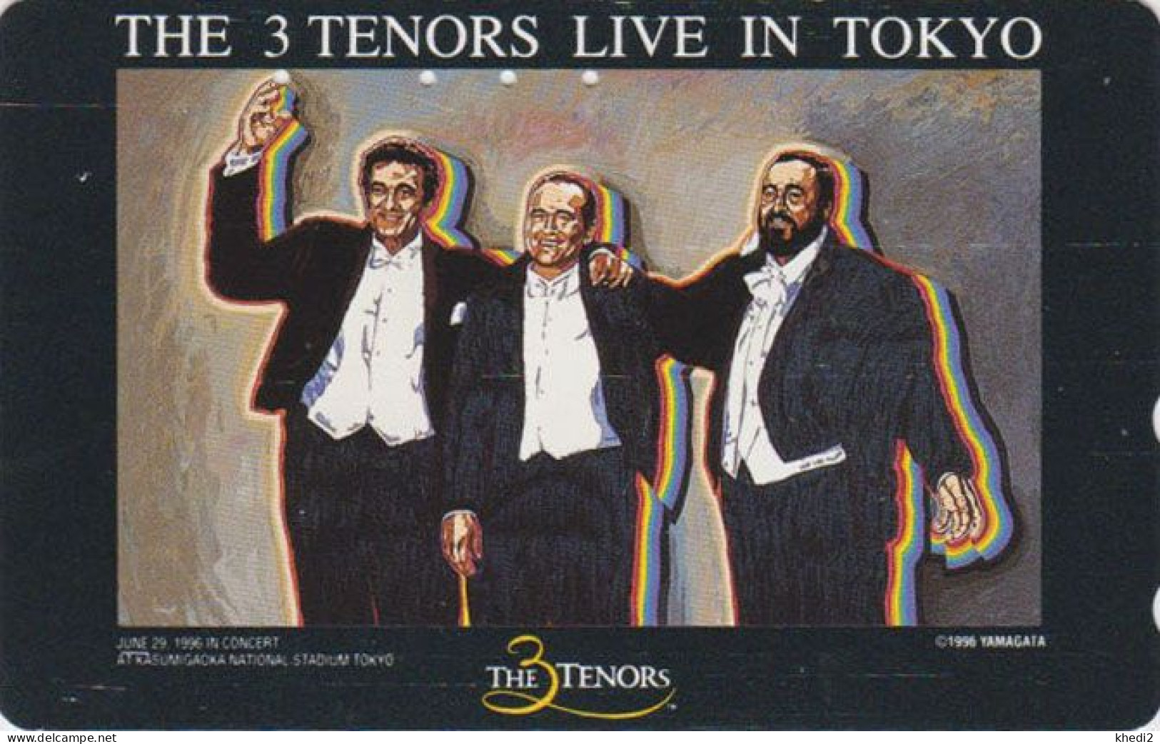 Télécarte JAPON / 110-011 - MUSIQUE - 3 Ténors PAVAROTTI CARRERAS DOMINGO - MUSIC JAPAN Phonecard / Italy & Spain - Musique