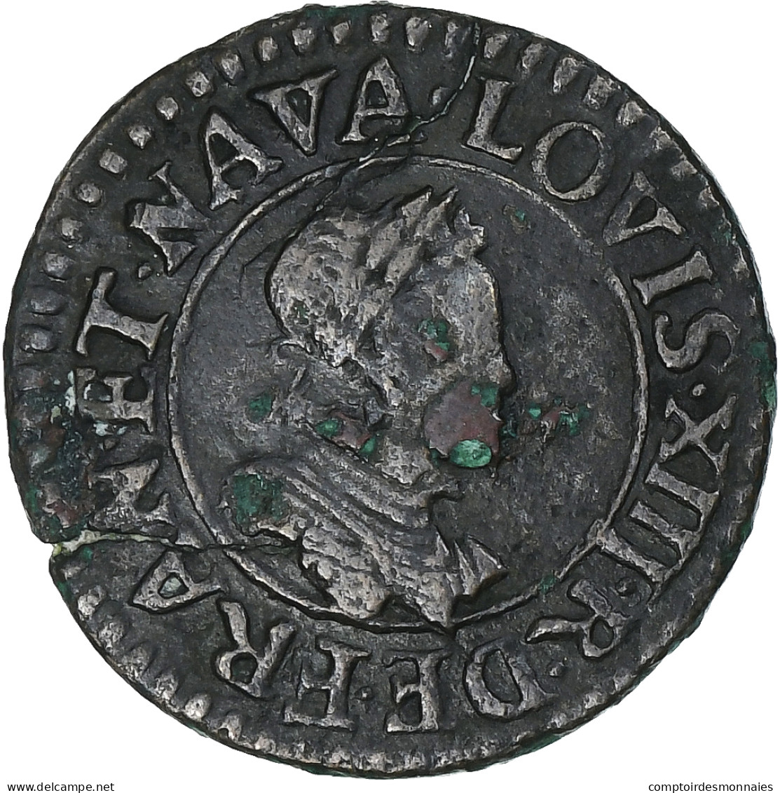 France, Louis XIII, Denier Tournois, 1615, Amiens, Rare, TTB, Cuivre, CGKL:268 - 1610-1643 Luis XIII El Justo