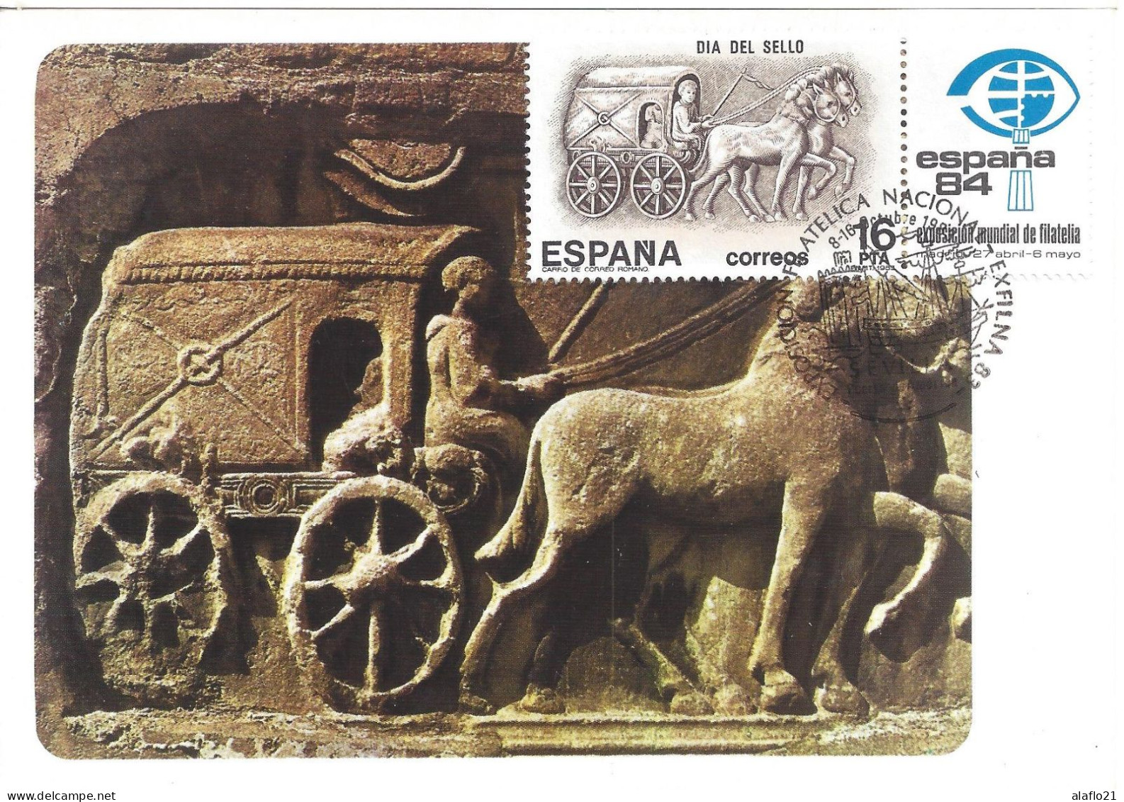 ESPAGNE - CARTE MAXIMUM - Yvert N° 2338 - ANCIEN CHARIOT ROMAIN POSTAL - Cartes Maximum