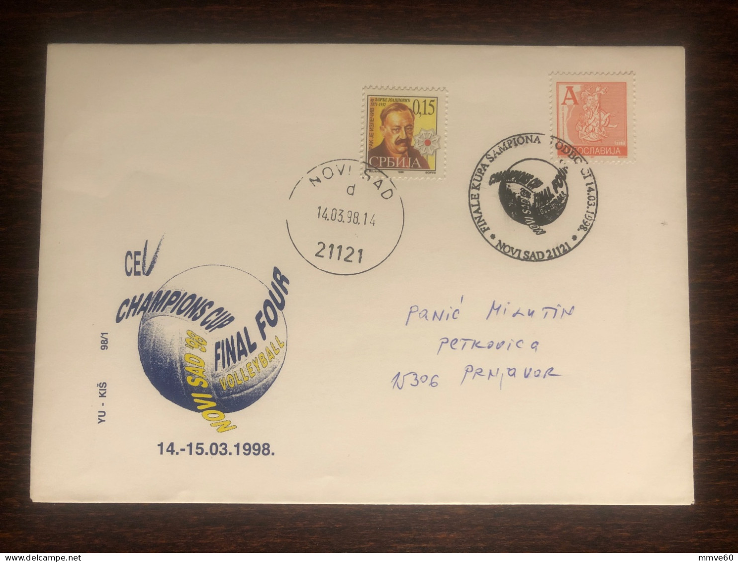 YUGOSLAVIA TRAVELLED COVER 1998 YEAR RED CROSS CANCER HEALTH MEDICINE - Storia Postale