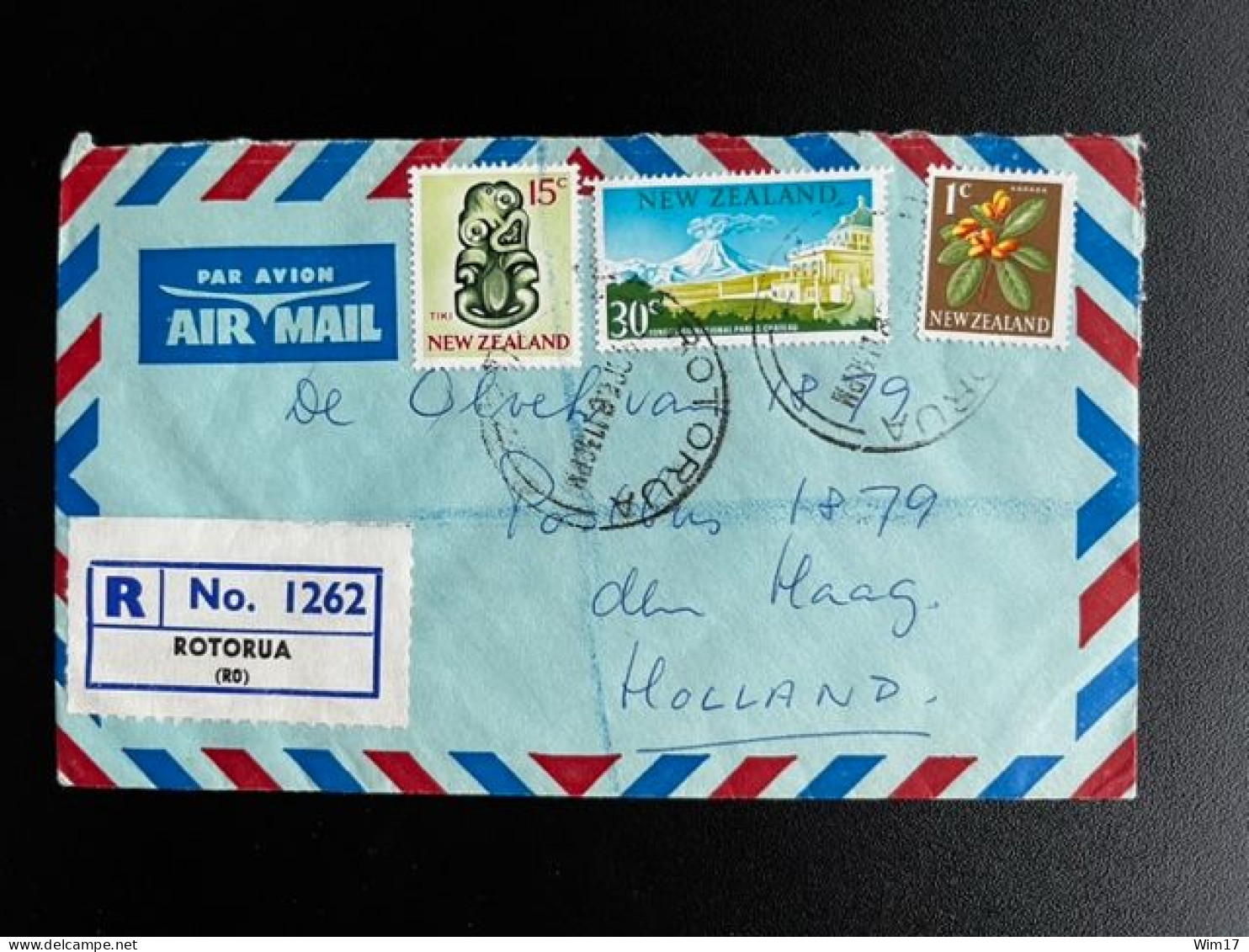 NEW ZEALAND 1968? REGISTERED AIR MAIL LETTER ROTORUA TO 'S GRAVENHAGE NIEUW ZEELAND - Lettres & Documents