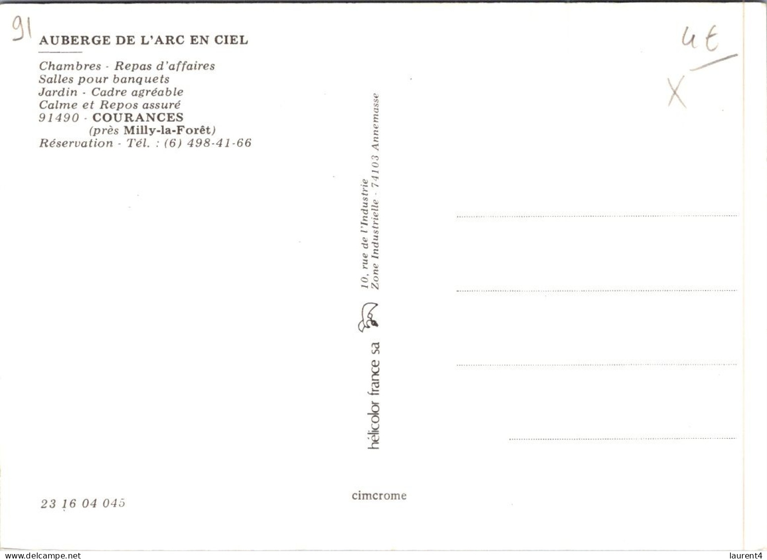 18-12-2023 (2 W 28) FRANCE - Auberge De L'Arc En Ciel - Hotels & Restaurants