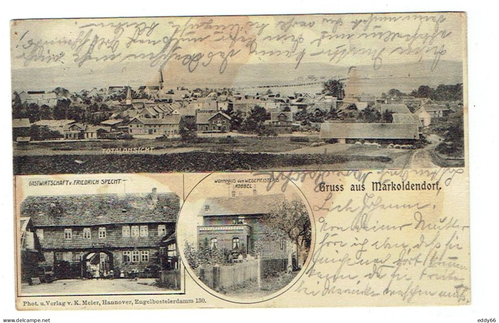 Ansichtskarte Markoldendorf-verschiedene Ansichten Aus Dem Jahr 1909  Gelaufen Mit Bahnpoststempel - Northeim