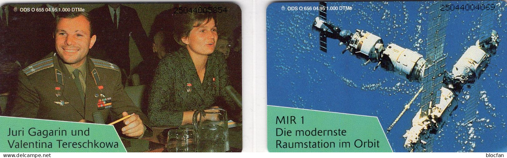 MIR 2TK O 655+656/1995 ** 50€ 1.000Expl.Raumstation Kopplung Kosmonauten Tereschkowa/Gagarin TC Orbit Phonecards Germany - Collections