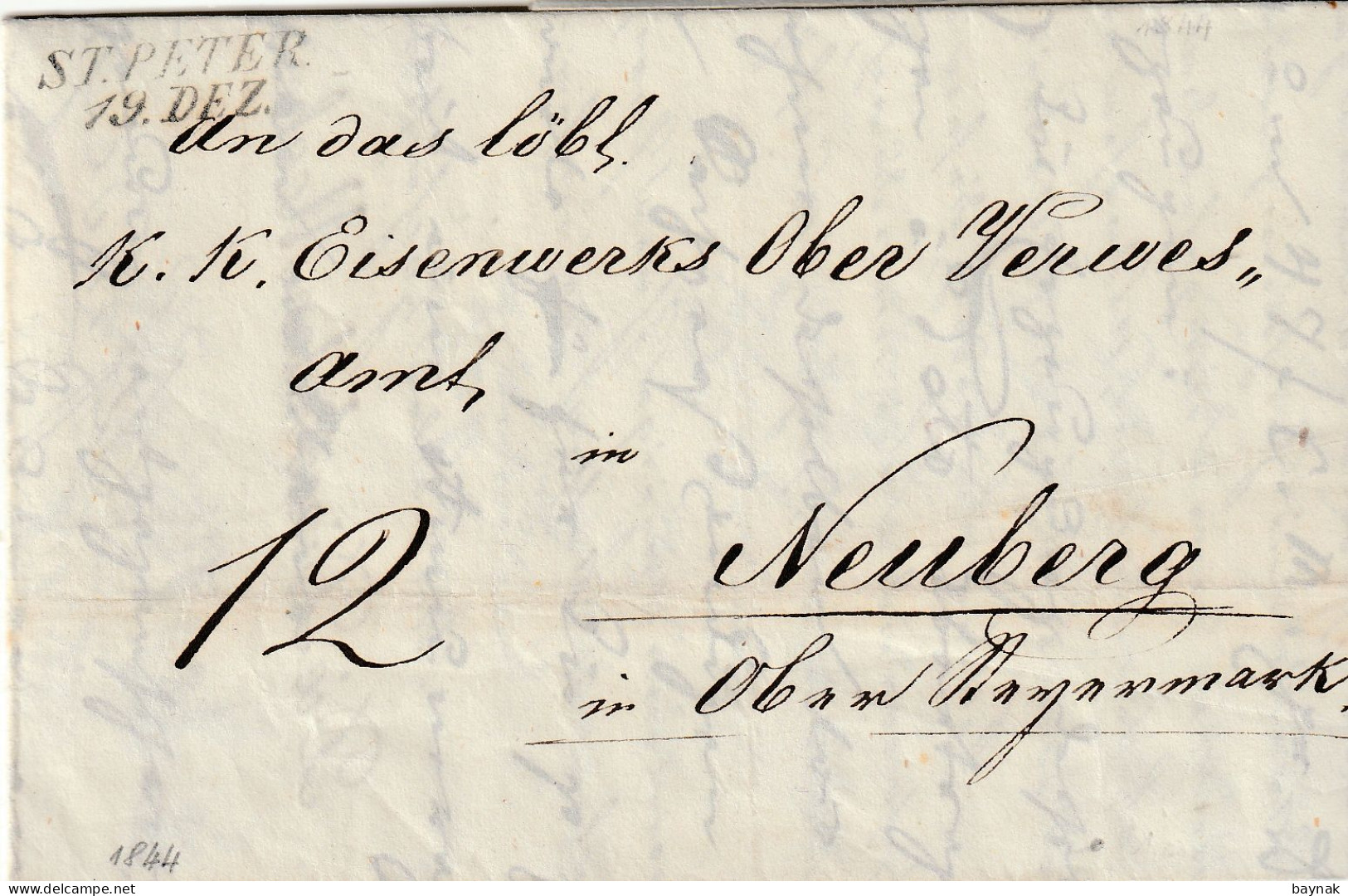 AS37  --  ST. PETER  - PRAGEWALD  Nach NEUBERG  --   PREFILATELIC FOLDED LETTER  -  FALTBRIEF  --  1844 - ...-1850 Prephilately