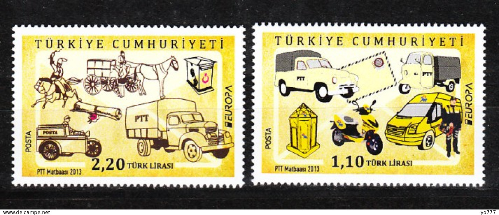 (4025-26) TURKEY EUROPA CEPT ( MAIL COACHES AND MAIL VEHICLES ) SET MNH** - 2013