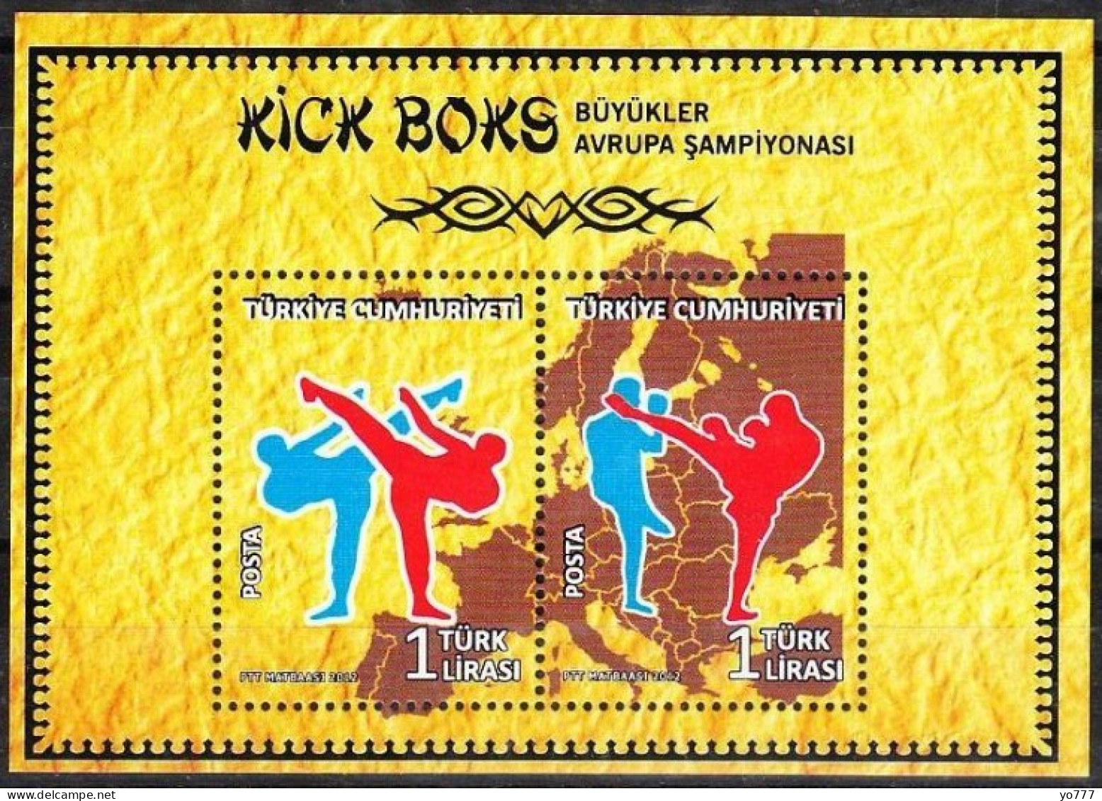 (3979-80 BL) TURKEY EUROPEAN KICKBOXING CHAMPIONSHIP FOR SENIORS SHEET MNH** - Neufs