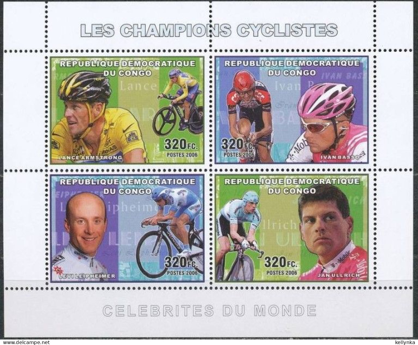 République Démocratique Du Congo - 2388/2391 - Champions De Cyclisme - 2006 - MNH - Ongebruikt