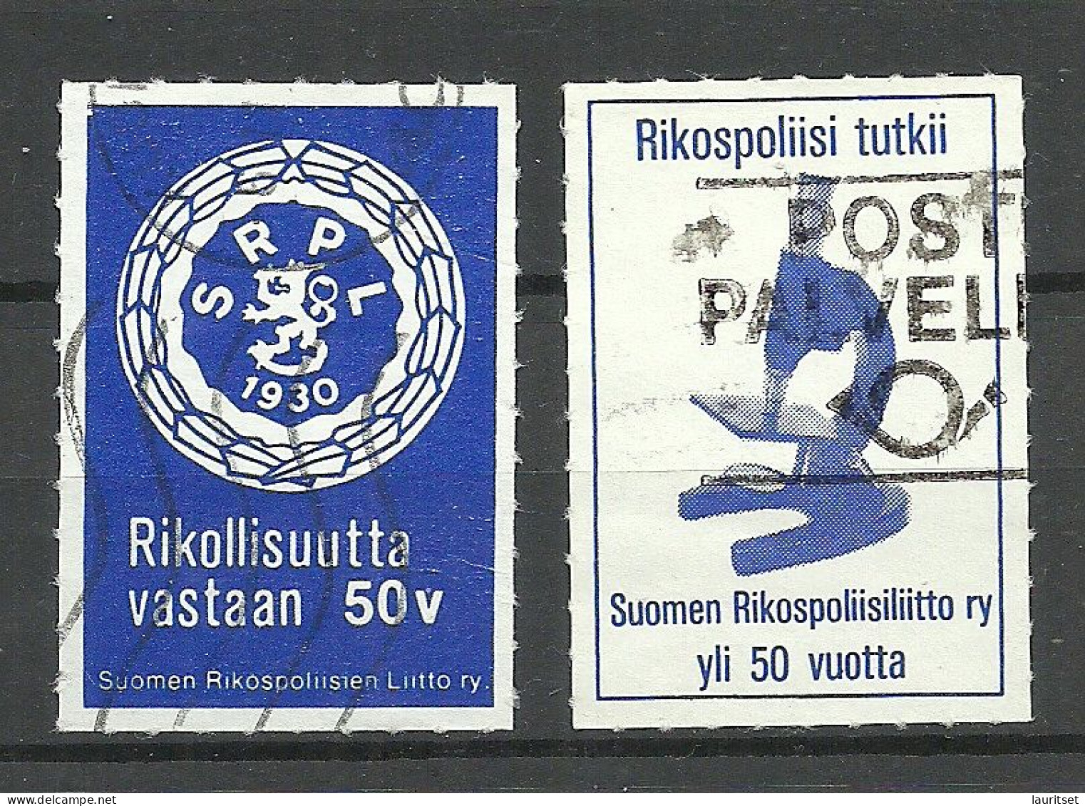 FINLAND 1980 Kriminalpolizei Criminal Police Polizei Vignette Anniversary, 2 Vignettes, O - Police - Gendarmerie