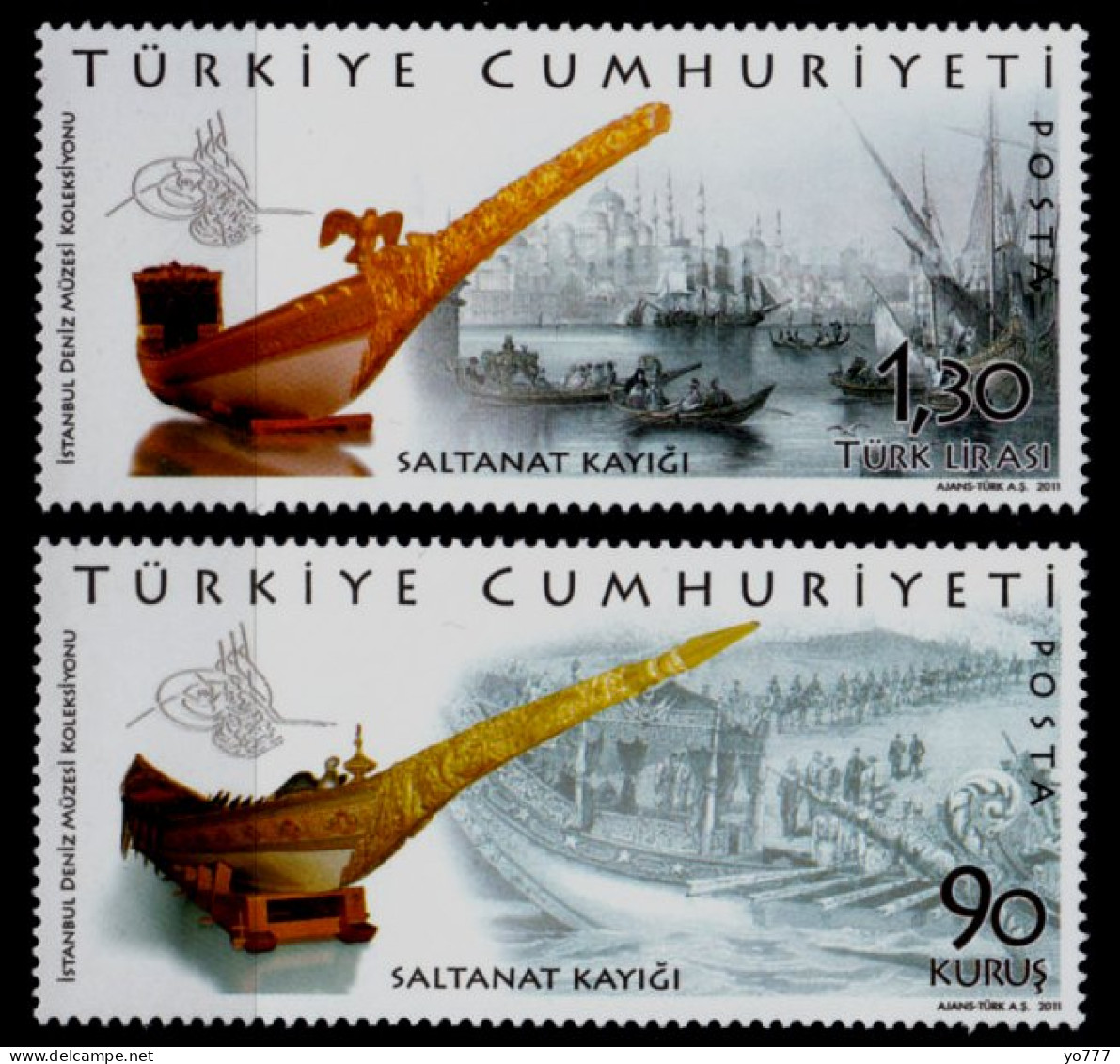 (3919-20) TURKEY THE SULTAN BOATS SULTANAT MNH** - Neufs