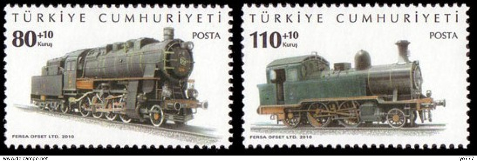 (3834-35) TURKEY LOCOMOTIVES STAMPS SET TRAIN MNH** - Neufs