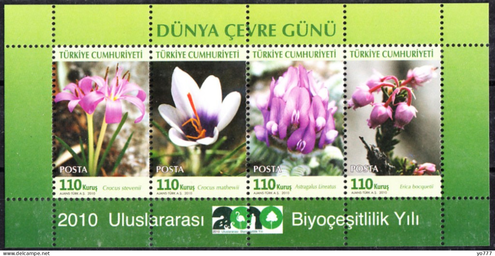 (3828-31 BL74) TURKEY WORLD ENVIRONMENT DAY FOLWERS SHEET MNH** - Unused Stamps
