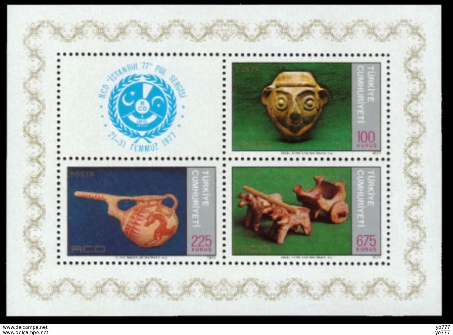 (2420 BL17)  TURKEY ISTANBUL 77 (RCD) STAMP EXHIBITION SOUVENIR SHEET MNH** - Unused Stamps