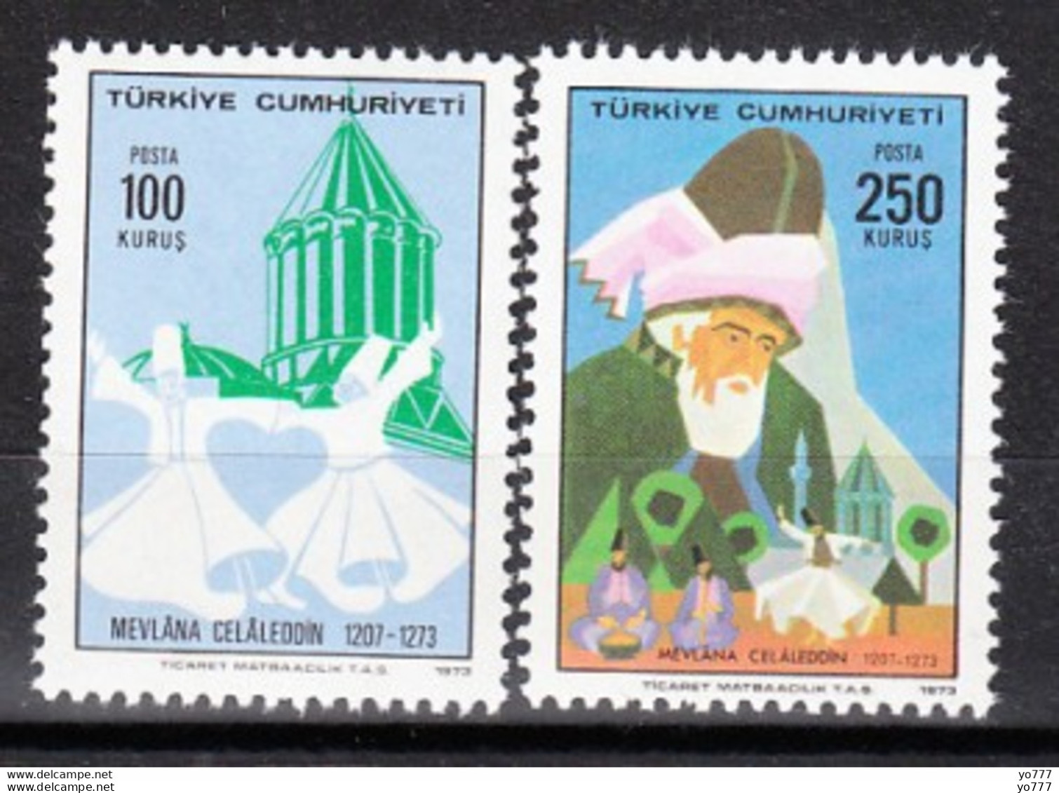 (2309-10) TURKEY 700th DEATH ANNIVERSARY OF PHILOSOPHER MEVLANA CELALEDDIN MNH** - Unused Stamps